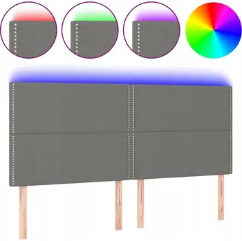 Čelo postele s LED, nastavitelná výška, tmavě šedá, 160x5x118/128 cm
