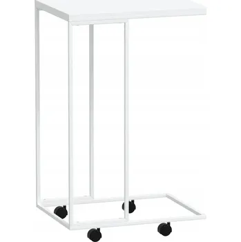 Konferenční stolek Odkládací stolek C s deskou z materiálu na bázi dřeva a železným rámem, bílý 40x30x63,5 cm