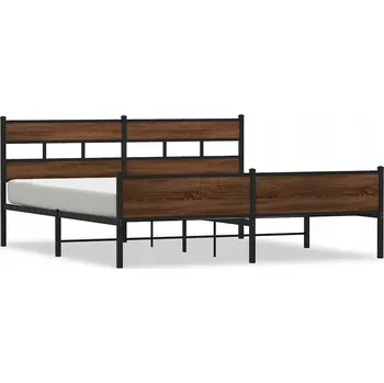 Postel Kovový rám postele s čelem, hnědý dub, 207 x 206 x 91,5 cm
