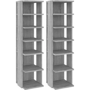 Botník Botník se 6 policemi, šedý dub sonoma, 27,5 x 27 x 102 cm