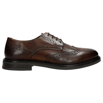 Pánské polobotky Hnědé Kožené Polobotky Pánské S Brogue Zdobením Wojas 1027853 40
