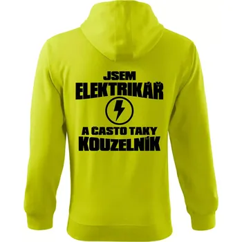 Pánská mikina Elektrikář kouzelník - Mikina s kapucí na zip trendy zipper - L ( Limetková )