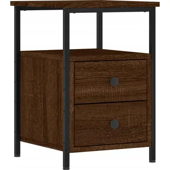Noční stolek Industriální Noční Stolek z Materiálu na bázi Dřeva, Hnědý Dub, 34x