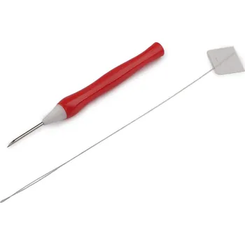 Nástroj na niť a příze Dutá jehla / vyšívací pero s navlékačem AIRO Ø1,5 mm, barva 1 červená