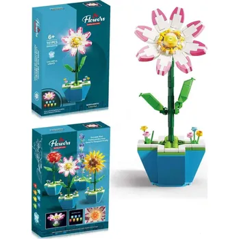 ostatní stavebnice STAVEBNICE KVĚTINA V KVĚTINÁČI 161 KUSŮ S LED PODSVÍCENÍM