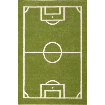 Koberec KOBEREC HŘIŠTĚ ZELENÝ KRÉMOVÝ MĚKKÝ HLADKÝ DO POKOJE PRO CHLAPCE CLARA 80x150 cm