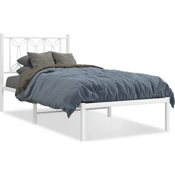 Postel Bílý ocelový rám postele 196 x 80 x 90 cm s úložným prostorem