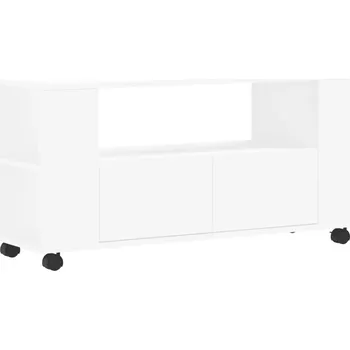 Televizní stolek TV stolek na kolečkách, dřevotříska, bílý, 102x34,5x43 cm