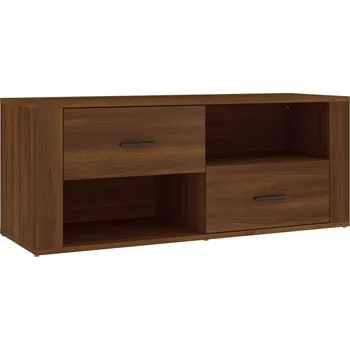 Televizní stolek TV stolek z dřevotřísky, hnědý dub, 100x35x40 cm