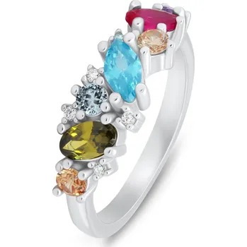 Prsten Brilio Silver Výrazný stříbrný prsten s barevnými zirkony RI099W 56 mm + 2 měsíce na vrácení zboží