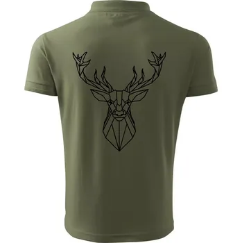 Pánská košile Geometrie - jelen - Polokošile pánská Pique Polo 203 - 4XL ( Khaki )