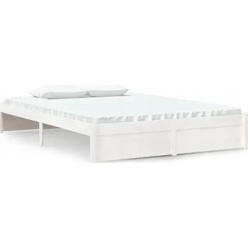 Postel Bílý dřevěný rám postele 140x190 cm z masivního borovicového dřeva