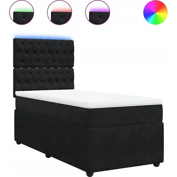 Postel Kontinentální postel černá s LED osvětlením 190x90x140,5/150,5 cm