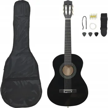 Kytara Sada klasické kytary pro začátečníky, černá, 87,5 x 32,5 cm, menzura