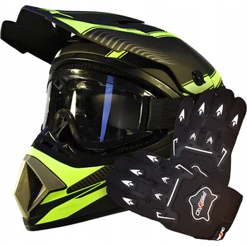 Helma na motorku Helma Brýle Rukavice na Koloběžku Cross Enduro Quad BMX MTB ŽLUTÁ XS