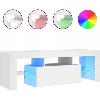 Televizní stolek TV stolek s RGB LED osvětlením, bílý, 120x35x40 cm