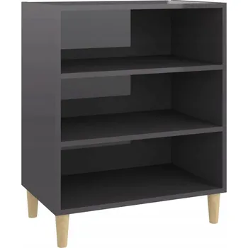 Koupelnový nábytek Skříňka se 3 policemi, šedá vysoký lesk, 57x35x70 cm, eukalyptové dřevo