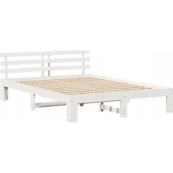 Postel Bílý rám postele 160 x 200 cm z masivního borovicového dřeva