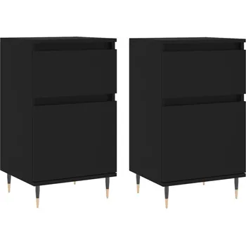 Komoda Skříňka z dřevotřísky s železnými nohami, černá, 40x35x70 cm