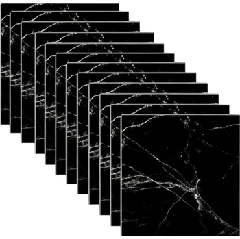 Tapeta Vodotěsné mramorové samolepící tapety Vinylové tapety 10 ks Pro kuchyně, koupelny a interiérové dekorace černá