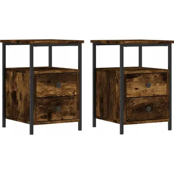 Noční stolek Noční stolek v industriálním stylu s nastavitelnými nožičkami, kouřový dub