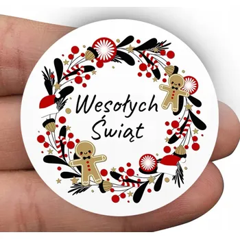 Obraz Samolepky vánoční VESELÉ VÁNOCE na dárky, balíčky 312 ks perníky