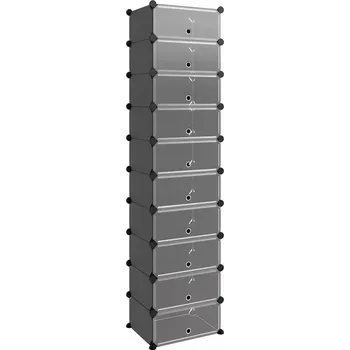 Botník Regál na boty z PP panelů a oceli, černý, 44x32x174 cm