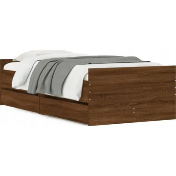 Postel Rám postele s zásuvkami, hnědý dub, 193 x 93 x 50 cm