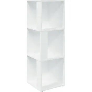 Komoda Rohová skříňka se 3 přihrádkami, bílá, 33x33x100 cm