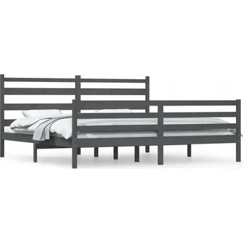 Postel Rám postele z masivního borovicového dřeva, šedý, 205,5 x 206 x 100 cm