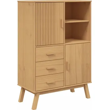 Komoda Skříňka OLDEN z Masivního Borovicového Dřeva, 85 x 43 x 125 cm, Hnědá