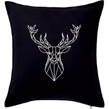 Polštář Geometrie - jelen - Polštář 50x50 - 50x50 - Pouze potah ( Černá )