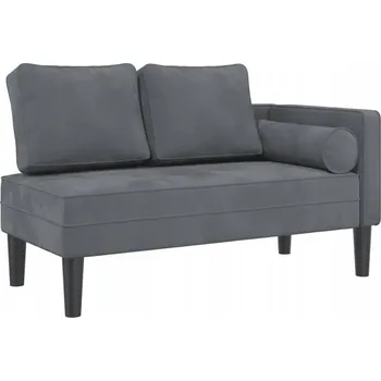 Křeslo Lenoška Sametové Pohodlné s Bederním Polštářem, Tmavě Šedé, 116,5x62x5