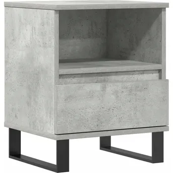 Noční stolek Noční stolek dřevěný s zásuvkou, šedý betonu, 40x35x50 cm