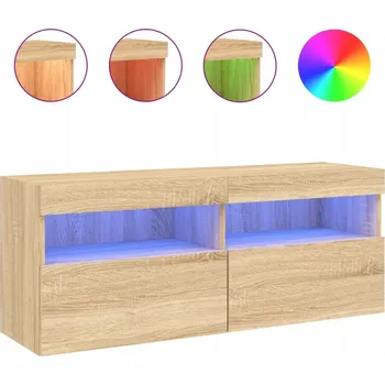 Televizní stolek Závěsná skříňka pod TV s LED RGB osvětlením, 100x30x40 cm, Dub Sonoma