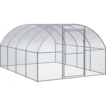 Zahradní kurník s pletivem, ocel, 3x4x2 m, stříbrný