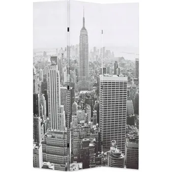 Paraván Paraván "Panorama New Yorku" 120 x 170 cm, Černobílý, Jedlové dřevo
