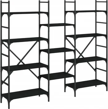 Knihovna Knihovna s otevřenými policemi, černá, 160x28,5x136,5 cm