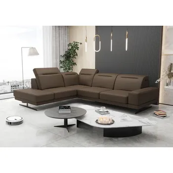 Sedací souprava Nábytek PEGAS s.r.o. Rohová kožená sedací soupravaFIORE 265x220 cm - hnědá , levá