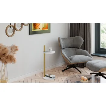 Toaletní stolek Nábytek PEGAS s.r.o. Pomocný stolek Claro kulatý průměr 30 cm - různé barvy na výběr - Světlý Beton, Zlatý