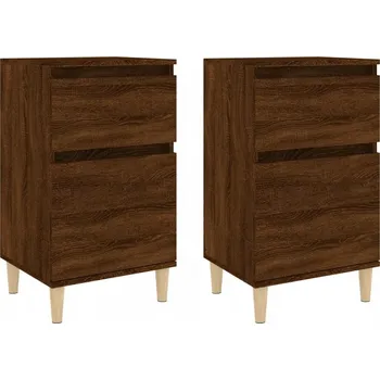 Noční stolek Noční stolek z eukalyptového dřeva, hnědý dub, 40x35x70 cm