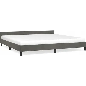 Postel Rám postele s čelem, samet , tmavě šedá, 207x206x50 cm