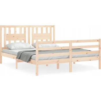 Postel Dřevěná borovicová postel 205,5 x 165,5 x 100 cm, přírodní, s čelem