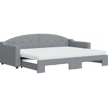 Pohovka Světle šedá rozkládací pohovka se 2 pěnovými matracemi 223 x 90 x 75 cm