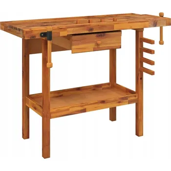 Pracovní stůl z masivního akáciového dřeva se zásuvkou a policí, 116-1