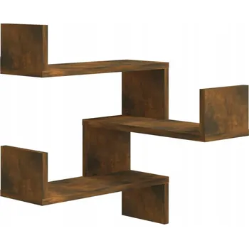 police Rohová nástěnná police, dřevotříska, kouřový dub, 40x40x50 cm