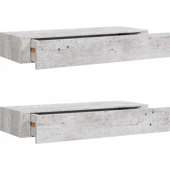 police Závěsná police se zásuvkou MDF kov, šedá betonu, 60x23,5x10 cm