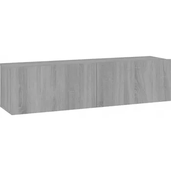 Televizní stolek Nástěnná TV skříňka s výklopnými dvířky, šedý dub sonoma, 120x30x30 cm