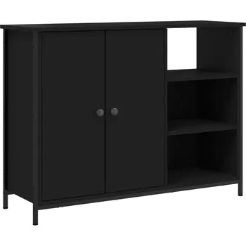 Konferenční stolek Skříňka z dřevotřísky a oceli, černá, 100x33x75 cm