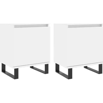 Noční stolek Elegantní bílé noční stolky z dřevěného kompozitu, 40x30x50 cm